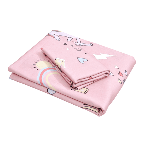 Digital Magic Single Bedsheet for Kids, Unicorn Pink