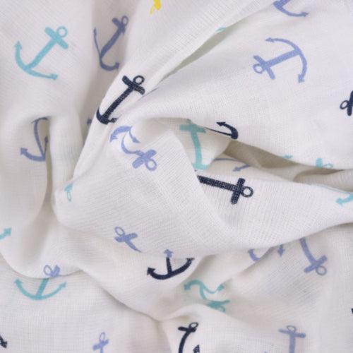 Chevron Stripes 100% Cotton Muslin Swaddle Pack of 4 (Anchor, Dots, Star Grey, Yellow)