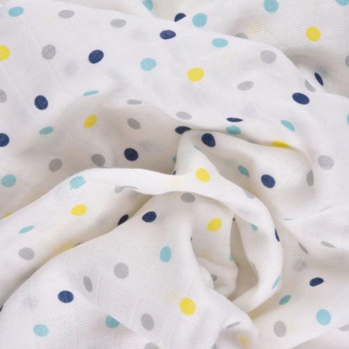 Twinkle Collection 100% Cotton Muslin Swaddle Pack Of 2 (Navy, Dots)