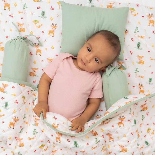 Bundle of Joy Bedding Set: Mattress, Bolsters with Quilt (Pack of 5,Whimsical Woodland)