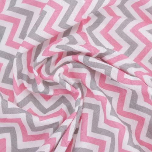 Chevron Stripes 100% Cotton Muslin Swaddles - Pink, Pack of 5