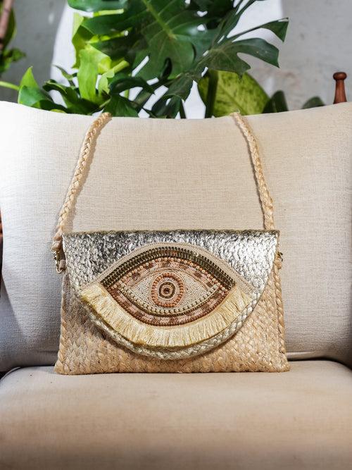 Golden Eye Jute Bag