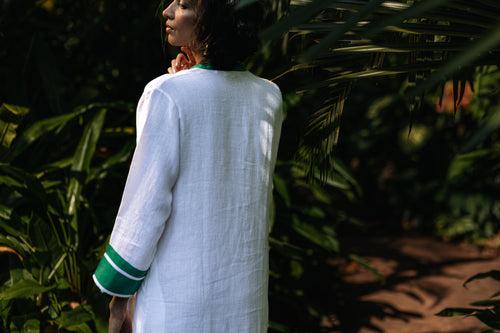 Tinos Kaftan - White/Emerald