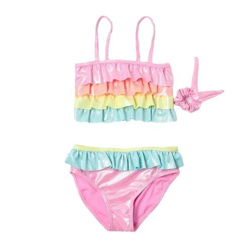 Multicolor Frilled 2pcs Bikini Set