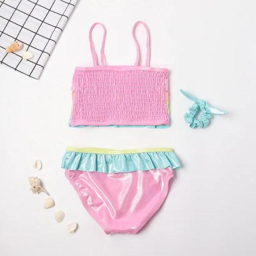 Multicolor Frilled 2pcs Bikini Set