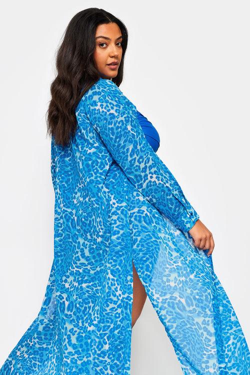 Blue Leopard Plus Size Beach Shirt