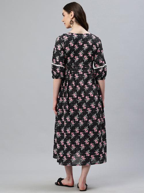 Black Floral Maternity Dress