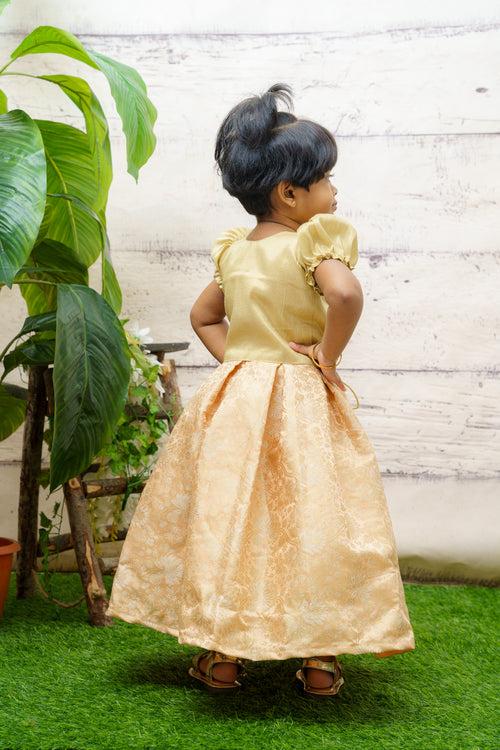 Peach benarasi dress with tissue jacket Mini