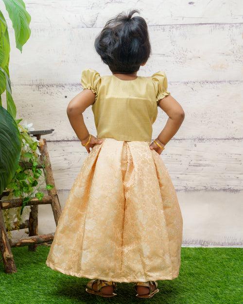 Peach benarasi dress with tissue jacket Mini