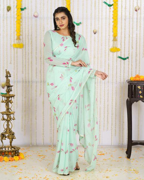 Tania Green Saree