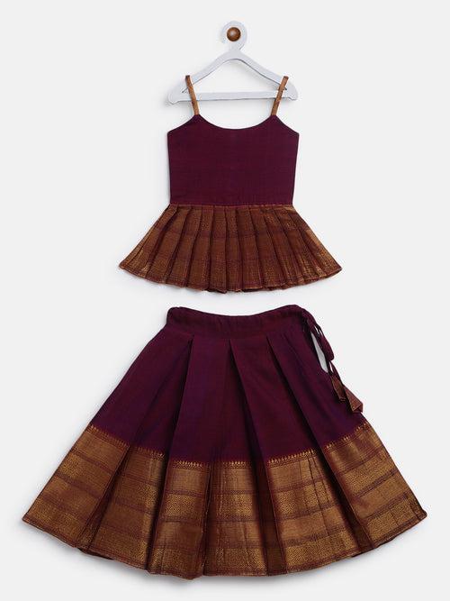 Ananya Magenta Mini Crop Top and Skirt