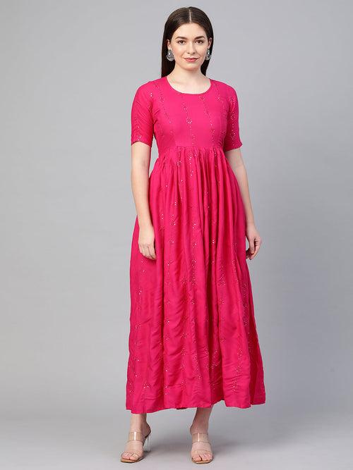 Pink Sequined Maxi Dress