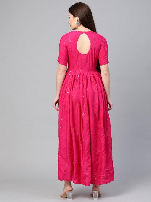 Pink Sequined Maxi Dress