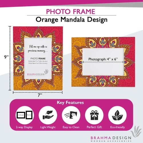 Orange Mandala Photo Frame 9x7