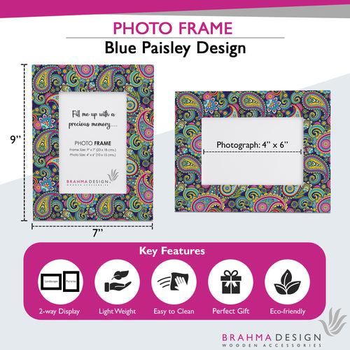 Blue Paisley Photo Frame 9x7