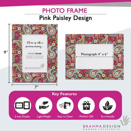 Pink Paisley Photo Frame 9x7