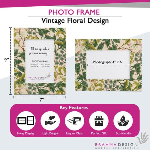 Vintage Floral Photo Frame 9x7