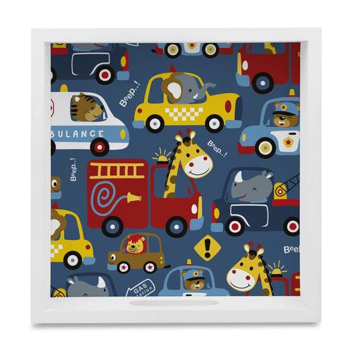 Animal Drivers Square Tray for Children