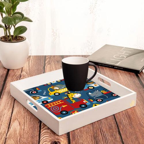 Animal Drivers Square Tray for Children