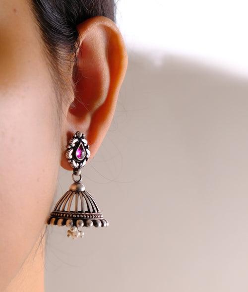 Traditional silver jhumki