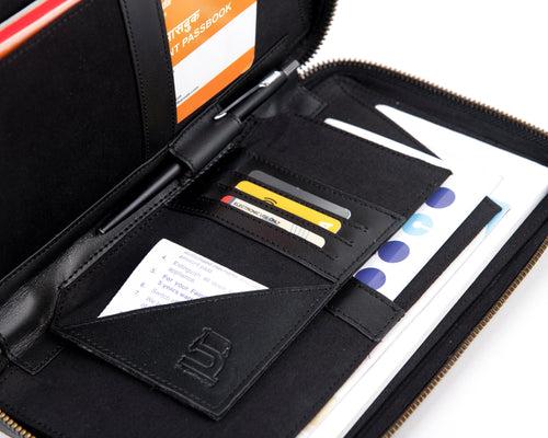 Bank Organiser - Black (Full LEATHER)