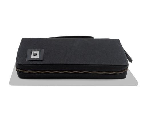 Bank Organiser - (Black Canvas + Black Leather)