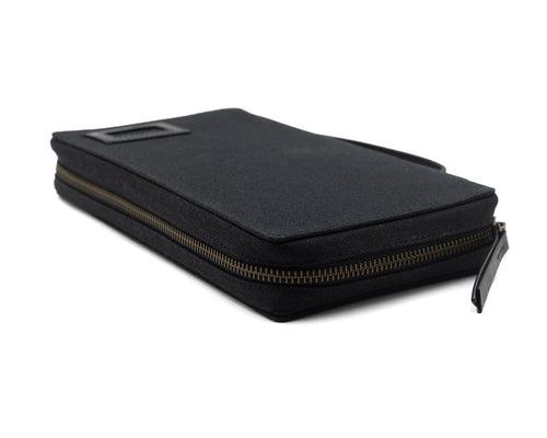 Bank Organiser - (Black Canvas + Black Leather)