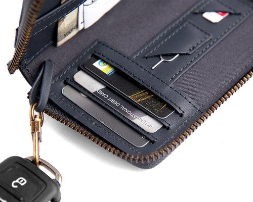 (Compact Zipper Wallet + Mini Wallet - Midnight Blue)