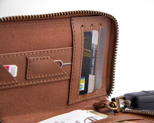 Classic Set (Compact Zipper Wallet + Leather Key Loop - Tan)