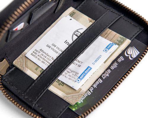 Compact Zipper Wallet - BLACK