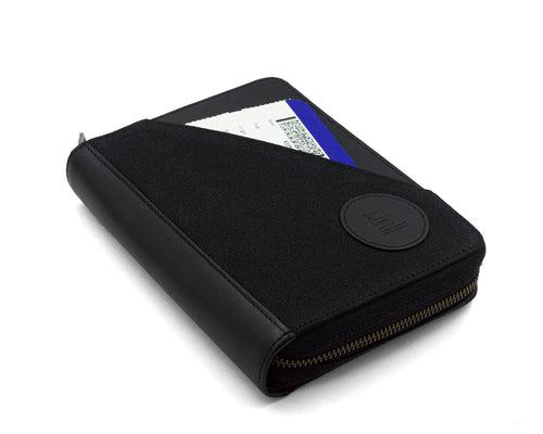 Nomad Passport Organiser - Black Canvas + Leather