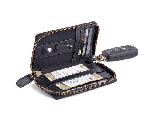 Compact Zipper Wallet - BLACK