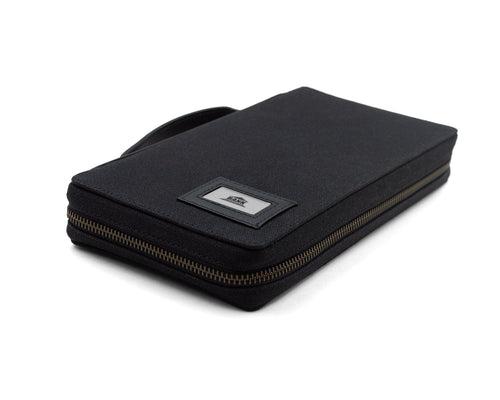 Bank Organiser - (Black Canvas + Black Leather)