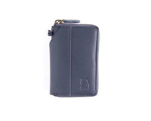 Compact Midnight Blue set (Compact Zipper Wallet - Midnight Blue + Leather Key Loop - Midnight Blue)