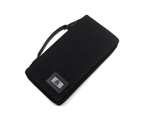 Bank Organiser - (Black Canvas + Black Leather)