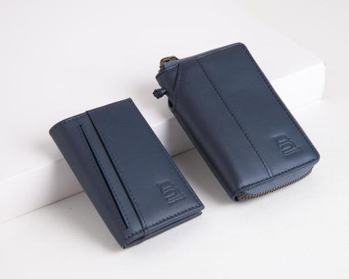 (Compact Zipper Wallet + Mini Wallet - Midnight Blue)