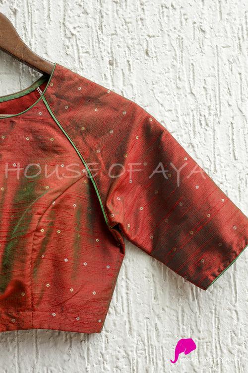 Scarlet Love Brocade Raw Silk Blouse