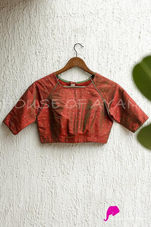 Scarlet Love Brocade Raw Silk Blouse