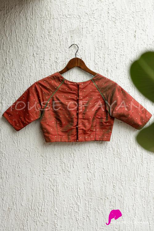 Scarlet Love Brocade Raw Silk Blouse