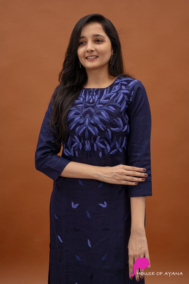 Planca Linen Embroidered Kurti