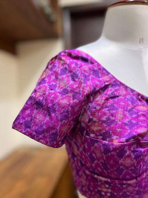 Purple Ikat RawSilk Blouse