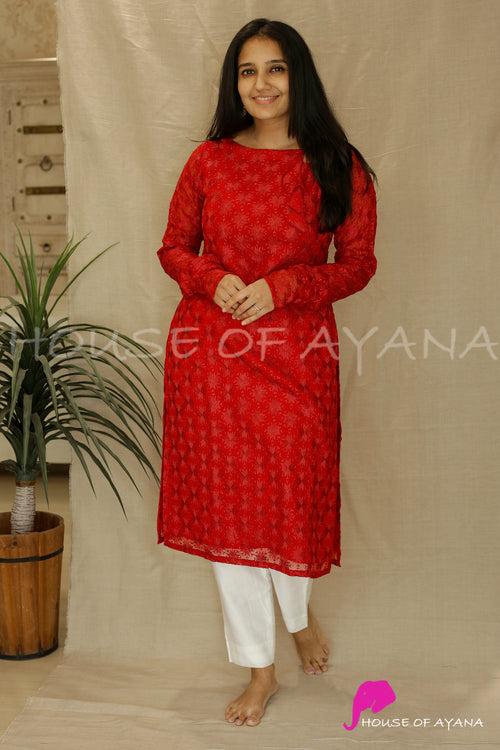 Ruby Lucknowi Chiffon Kurti