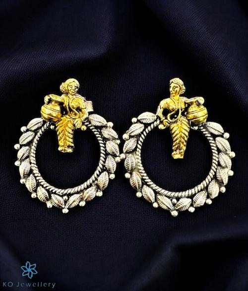 The Mangai Antique Silver Earrings (Two-Tone)