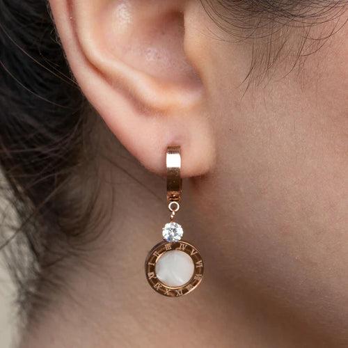 Numeral Mother of Pearl Dangler Earrings