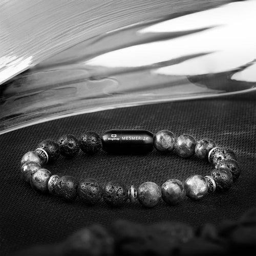 Spiritual Lava and Larvikite Natural Stone Bracelet with MagSnap 2