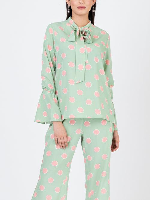 Women's Co-ord Set -  Polka Jade