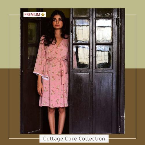 Women's CottageCore Modal Home Dress / ROBE - Blush Pink