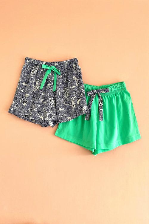 Women's Crepe Shorts Combo (Pack of 2) - Azuchi Blue and Mint