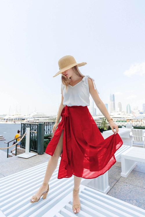 Women's Solid Colour Wrap Skirt