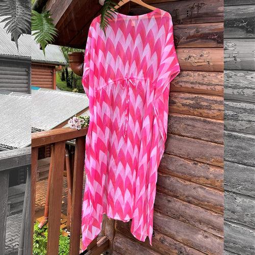 Long Kaftan with Camisole Slip - Buck Pink